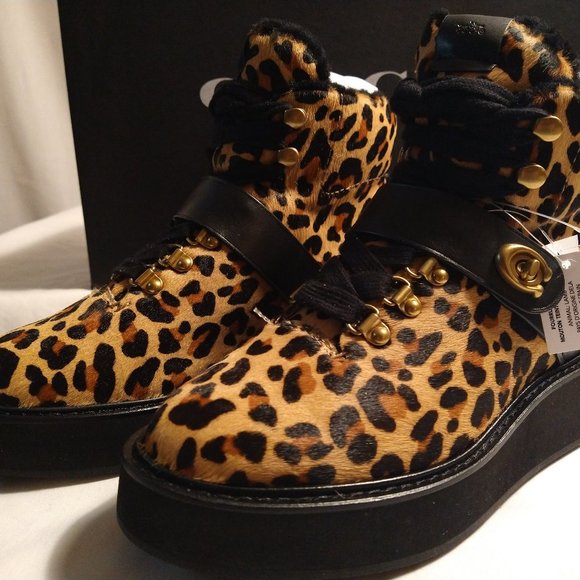 COACH URBAN HIKER BOOTS IN ANIMAL-PRINT CALF HAIR (**BRAND NEW & NEVER WORN**) - Picture 1 of 6